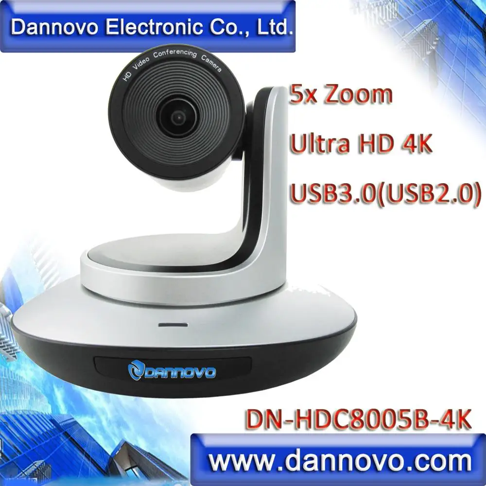 

Видеосвязь DANNOVO Ultra HD PTZ для залов для совещаний, 5-кратное увеличение, USB3.0, USB2.0, тот же объектив Logitech Rally(DN-HDC8005B-4K)