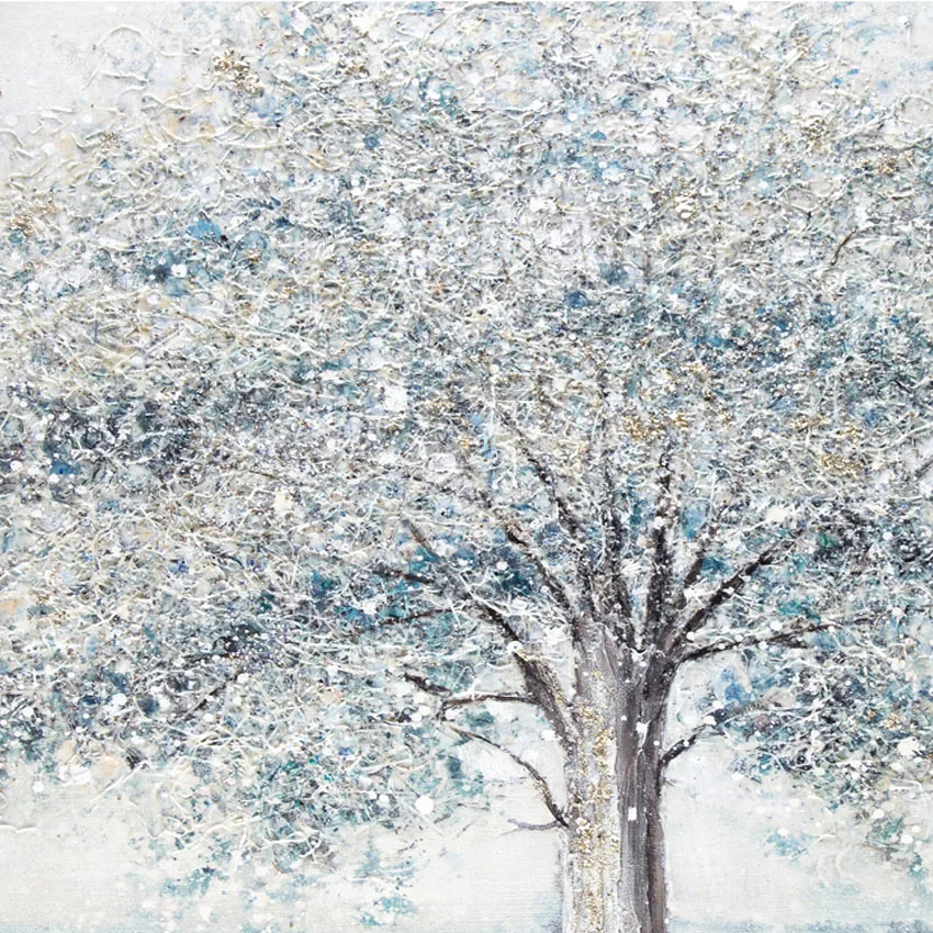 

Big silver money tree decoration maison Hand drawn oil painting on cavnas wall art picture for living room bedroom hotel decor