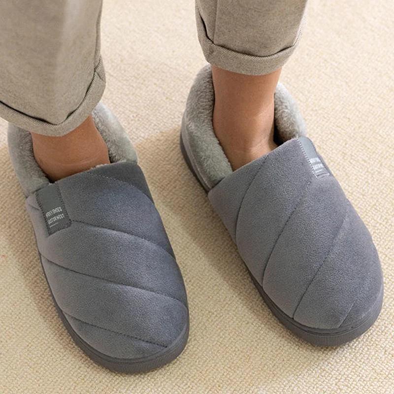 winter men home indoor warm slippers male plush cotton shoes comfortable bedroom slipper house footwear male fluffy slip on new free global shipping