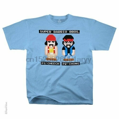 

Cheech & Chong 8 Bit Barrios S M L XL 2XL Light Blue T-Shirt
