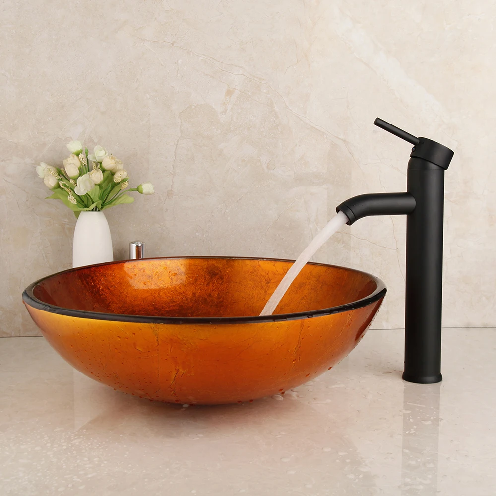 Смеситель для раковины YANKSMART из закаленного стекла черный матовый кран водопад