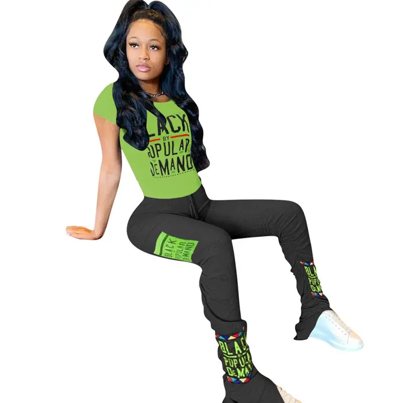 

ZKYZWX Women Two Pieces Sets Summer Tracksuits Letter Print Tops+Pants Sexy Suit Jogger Sporty Fitness Outfits 2 Pcs Street