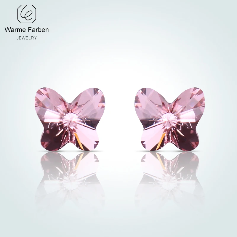 Серьги пусеты с кристаллами Сваровски из стерлингового серебра 925 пробы серьги