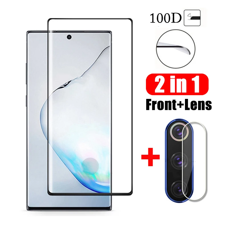Полное покрытие закаленное защитное стекло для Samsung Galaxy note 10 Plus Защита экрана 9 8