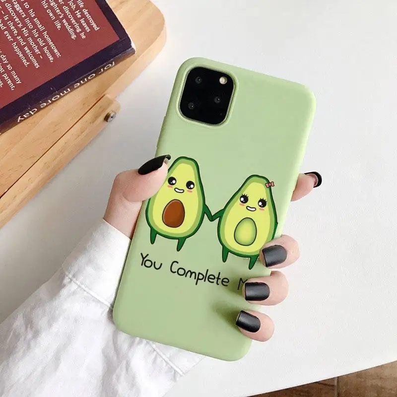 

Cute avocado cartoon Phone Case Green Candy Color for iPhone 6 7 8 11 12 s mini pro X XS XR MAX Plus