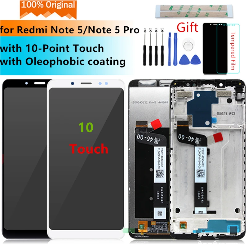 Для Xiaomi Redmi Note 5 ЖК-дисплей Дисплей Сенсорный экран Стекло Панель планшета с рамкой сборки Ремонт Запасные части Redmi Note 5 Pro LCD Display