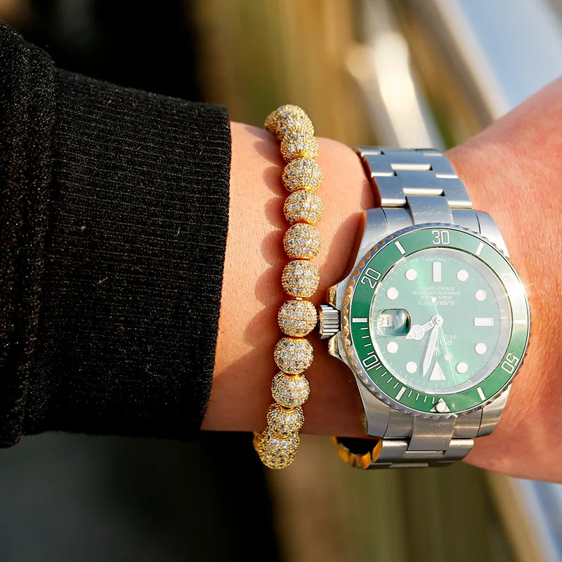 Высококачественный Браслет OIQUEI с белыми циркониевыми дискотечными шариками и