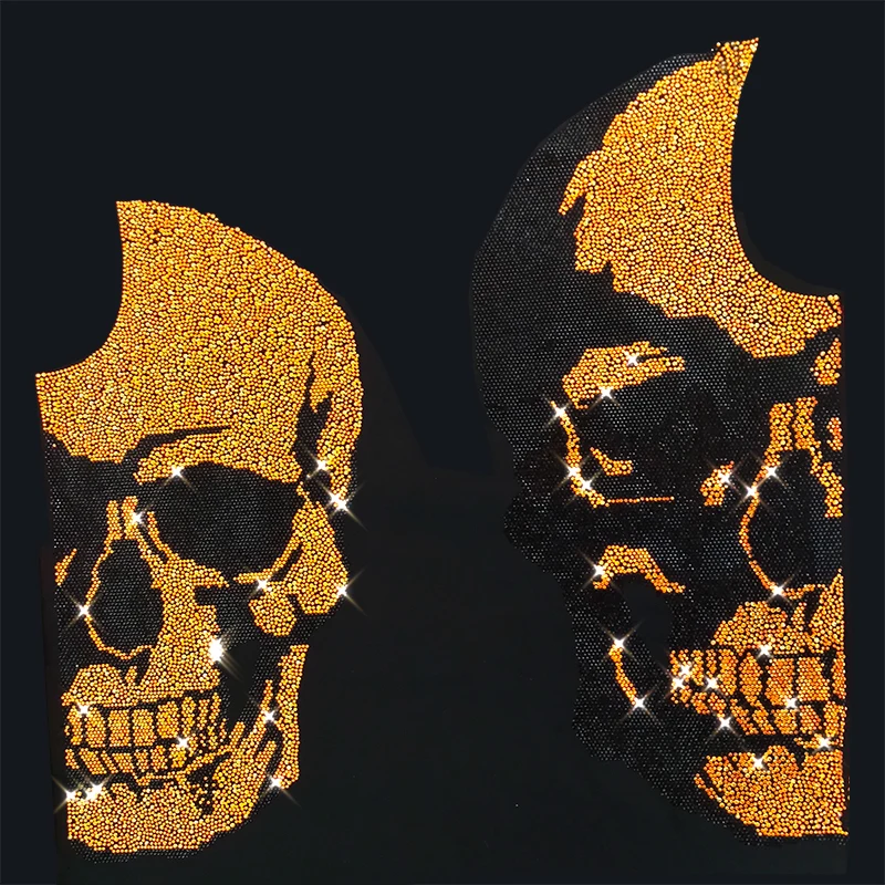 

Slim Brand Jogging Hot Rhinestone Pullover New Diamond Gold Shining Big Skull Men's Tracksuit Casual Sets Winter