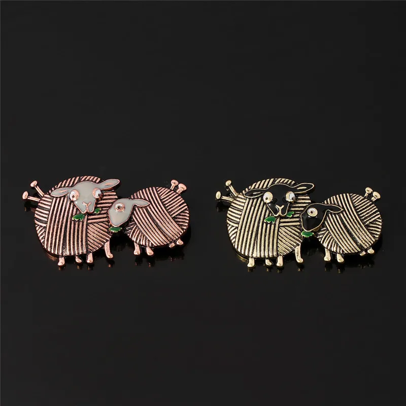 Ви пряжи Овец Брошь милый заколки с животными ювелирные изделиям из эмали для