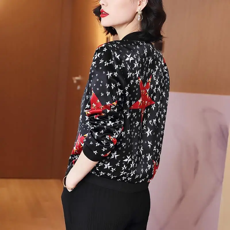 

Loose long-sleeved jacket women's 2021 spring and autumn fashion new printed jacket casual baseball uniform top