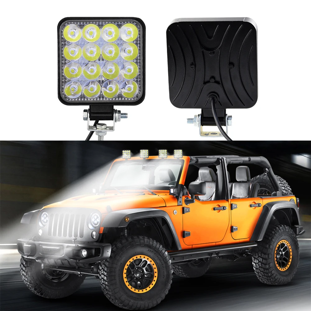 1pcs 12V 24V LED Car Work Light Square 48W 3520LM White Spotlight Off Road Flood Spot Lamp For Truck SUV 4WD Fog | Автомобили и