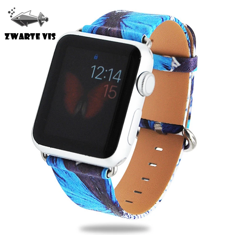 Кожаный ремешок ручной работы для Apple Watch Series 1/2/4/5 бабочка iwatch 42/44 мм 38/40 браслет