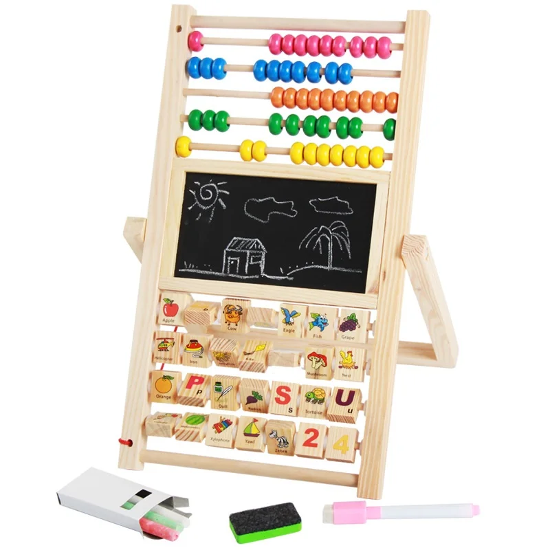 

Wooden Montessori Early Educational Math Toys Multifunction Drawing Board knowledge Cognition Abacus Counting Children Gift