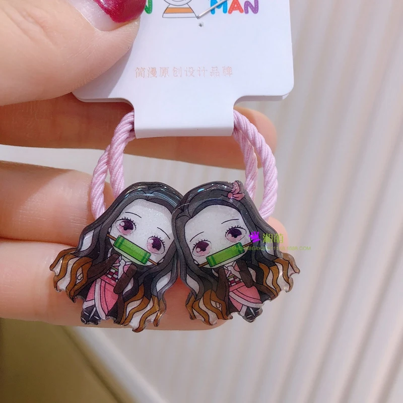 

10 Pair/set Anime Elastic Hair Bands Demon Slayer: Kimetsu No Yaiba Kamado Tanjirou Cosplay Hair Ropes Girl Cartoon Headwear