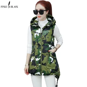 Новинка 2020, зимний женский жилет PinkyIsBlack, повседневный осенне-зимний жилет без рукавов, длинный теплый топ с капюшоном и хлопковой подкладкой, жилет, куртка