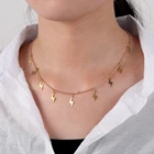 Ожерелье-чокер с золотыми цепочками женское, подвеска с кисточкой молнией, короткие ожерелья до ключиц, минималистичные модные ювелирные украшения
