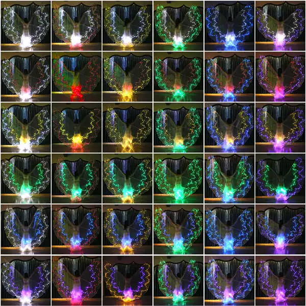36 Colors Changing Супер танец живота светодиодный Isis Крылья 36 цветов на выбор сменный сценический танцевальный костюм Бабочка крылья - Цвет: 36 Colors Changing