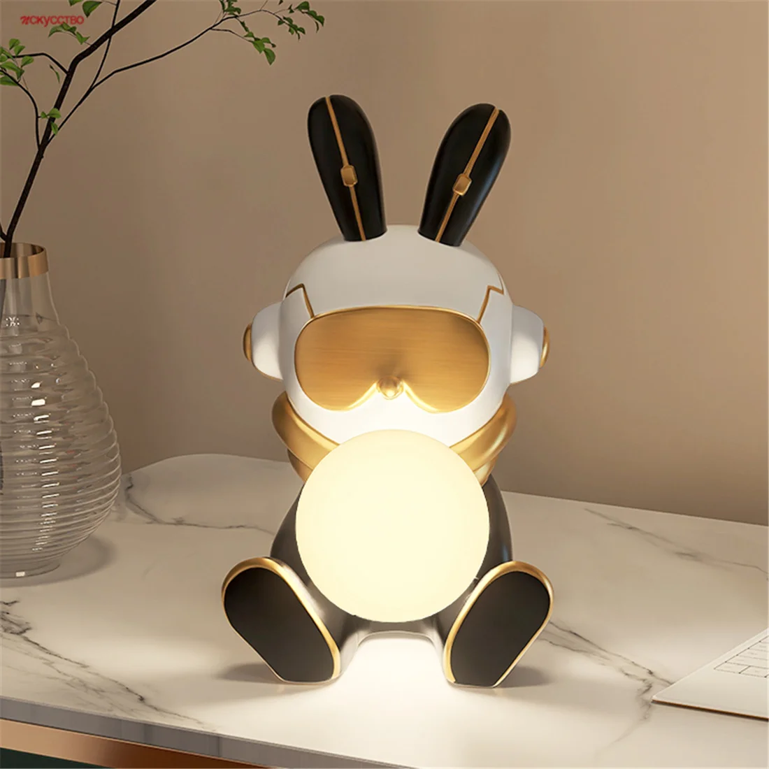 

Nordic Ins Creative Cartoon Robot Rabbit Led Table Lamp Kids Bedroom Nursery Kindergarten Decoration Indoor Home Night Lights