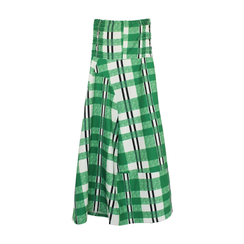 Винтажное клетчатое женское платье без бретелек рукавов в стиле ретро летнее