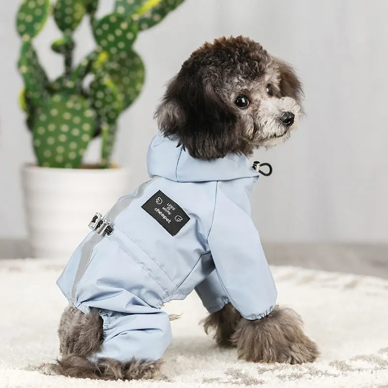 Дождевик для маленьких собак водонепроницаемая куртка с капюшоном дышащая