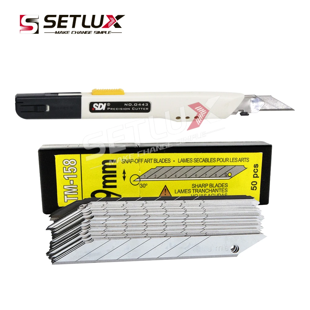 50 лезвий + 1 шт. SDI Нож Для высокоточной резки безопасный замок 9 мм нож из