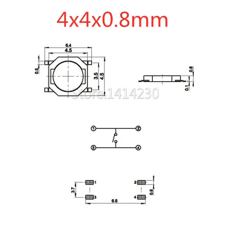 Тактильный кнопочный выключатель Мгновенный Такт 5 2x5 2/4x4x1 6 мм/1 7/2/2/3/3.5/5/4.3/5/6h/мм 4