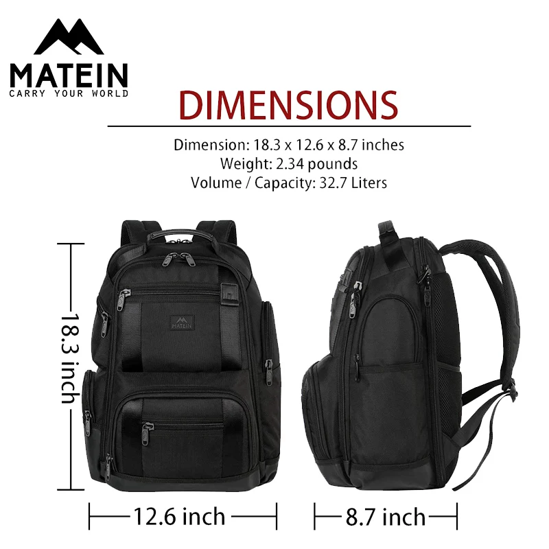 Мужской рюкзак Matein из полиэстера для ноутбука 17 дюймов без ключа 2019|Мужские