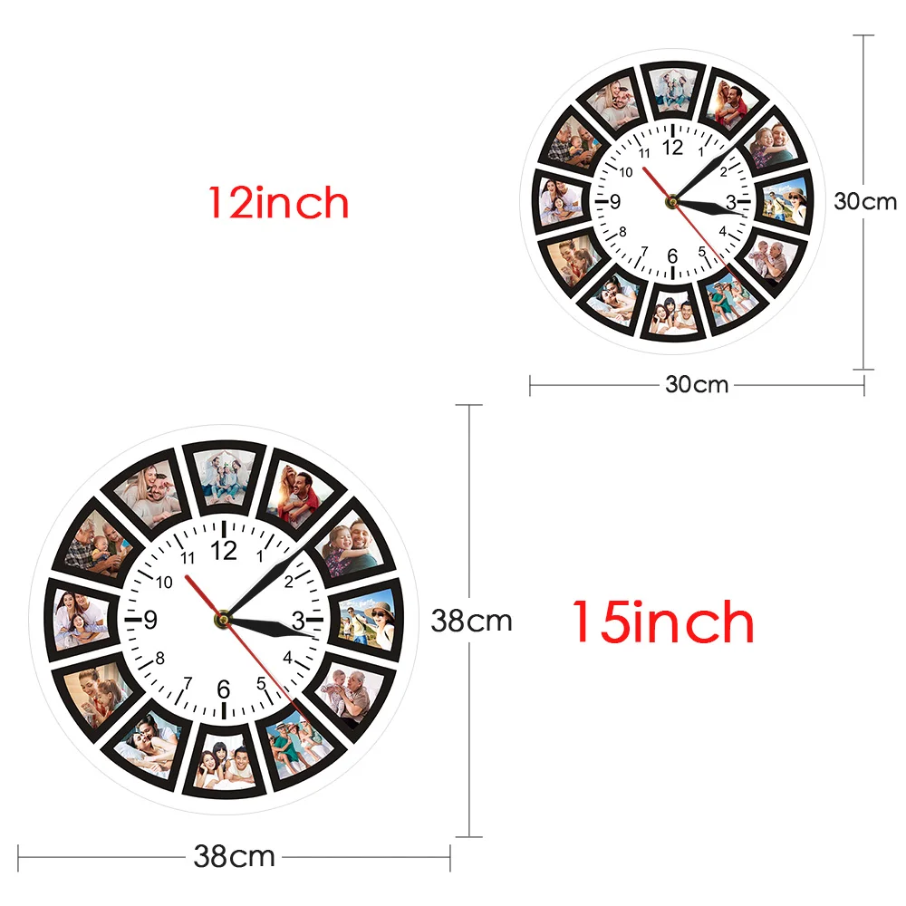 Create Your Own Wall Clock Custom 12 Photos Unique Souvenir Gift Home Watch Personalized Family Friend Printed | Дом и сад