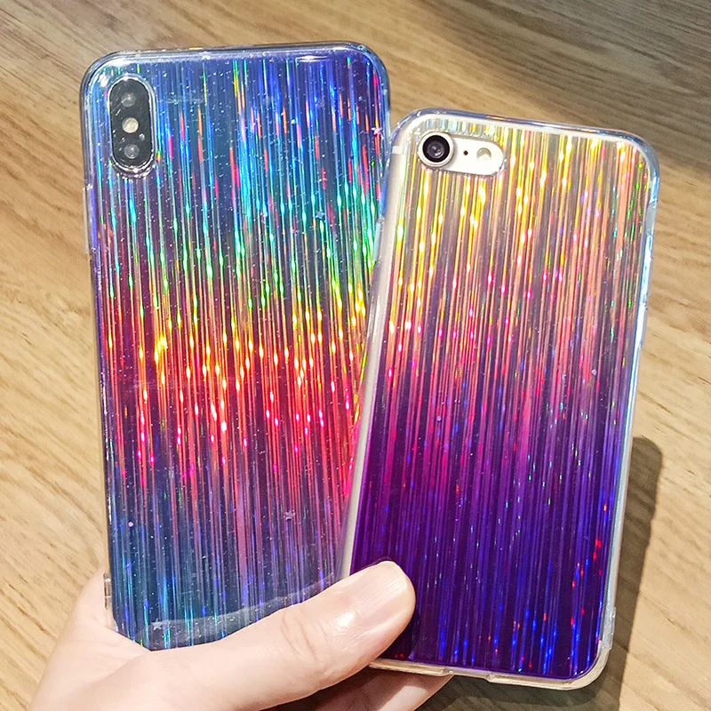 Красочный градиентный лазерный голографический чехол для Samsung Galaxy A70 Жесткий