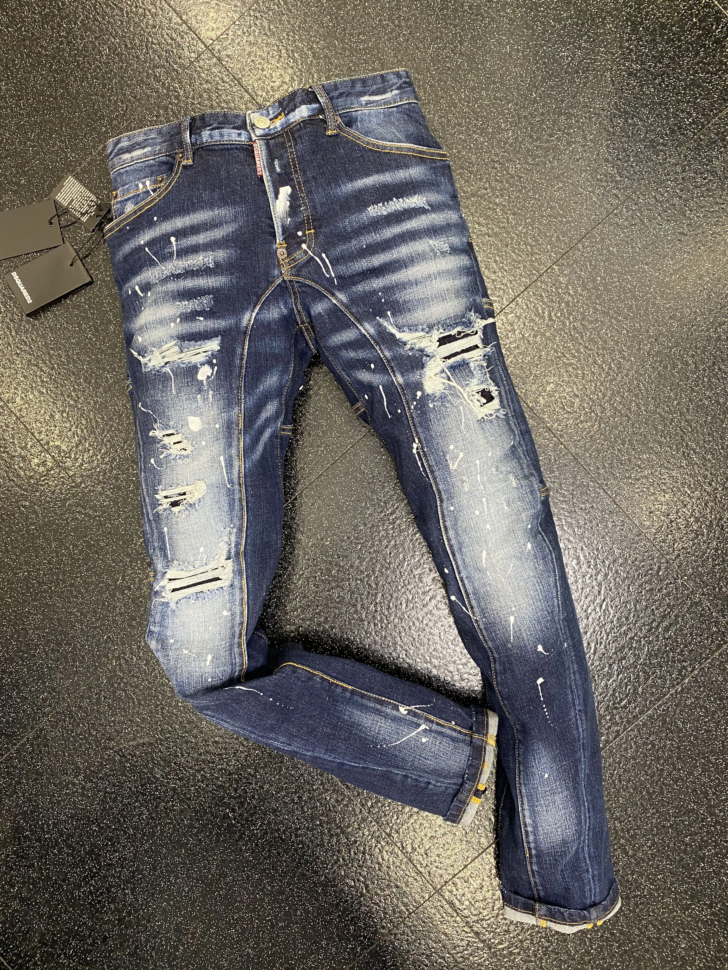 

Plat Jeans For Men Fashion Ripped Denim Trousers Biker High Quality Male Straight Casual Designer Men'S Pants Hip Hop Calca
