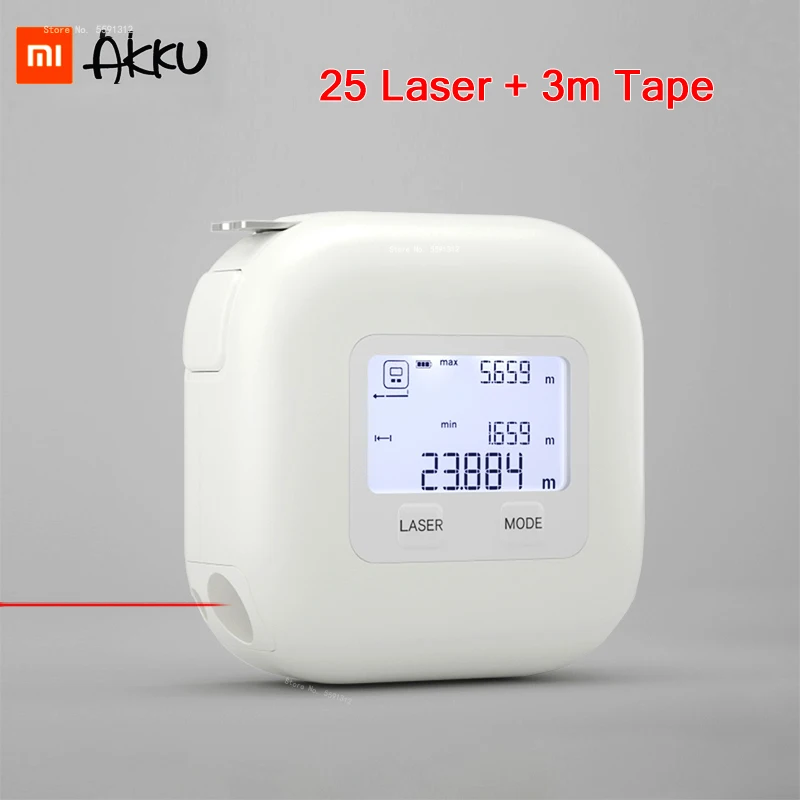 

NEW Xiaomi AKKU 2 in 1 Digital Laser Measure Laser Ranging Tape with LCD Display Measuring Tape Laser Rangefinder Measuring Mi