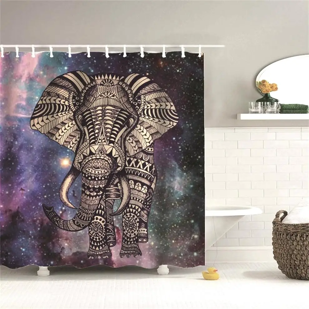 Занавеска для душа Dafield в виде слона тропическая ткань ванной комнаты с 3D