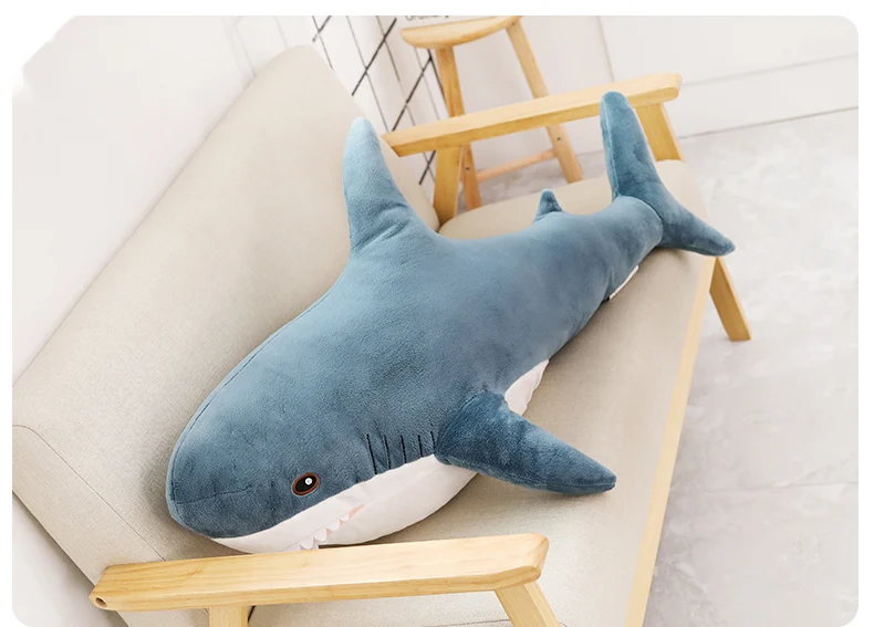 

15-140cm Giant Stuffed Shark Plush Toy Sea Animal Soft Doll Blue Grey Shark Pillow Cushion Kids Toys Appease Girl Birthday Gifts