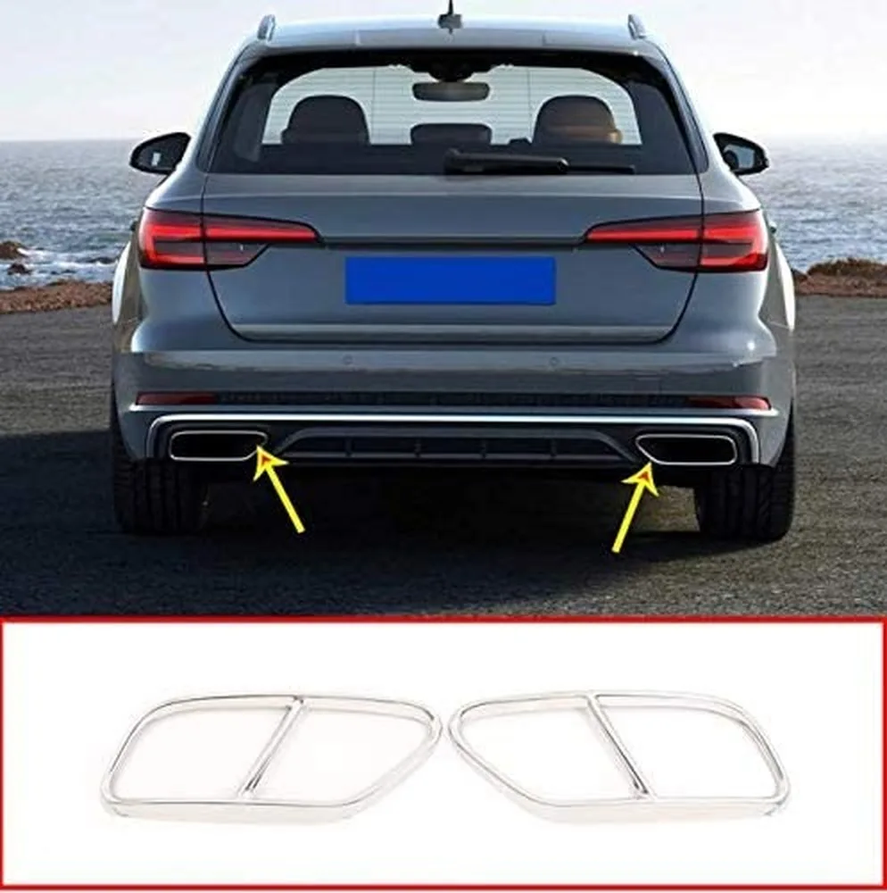 

2pcs Chrome Stainless Steel Car Tail Throat Exhaust Pipe For Audi A4 B9 2019 Muffler Tip Accessories