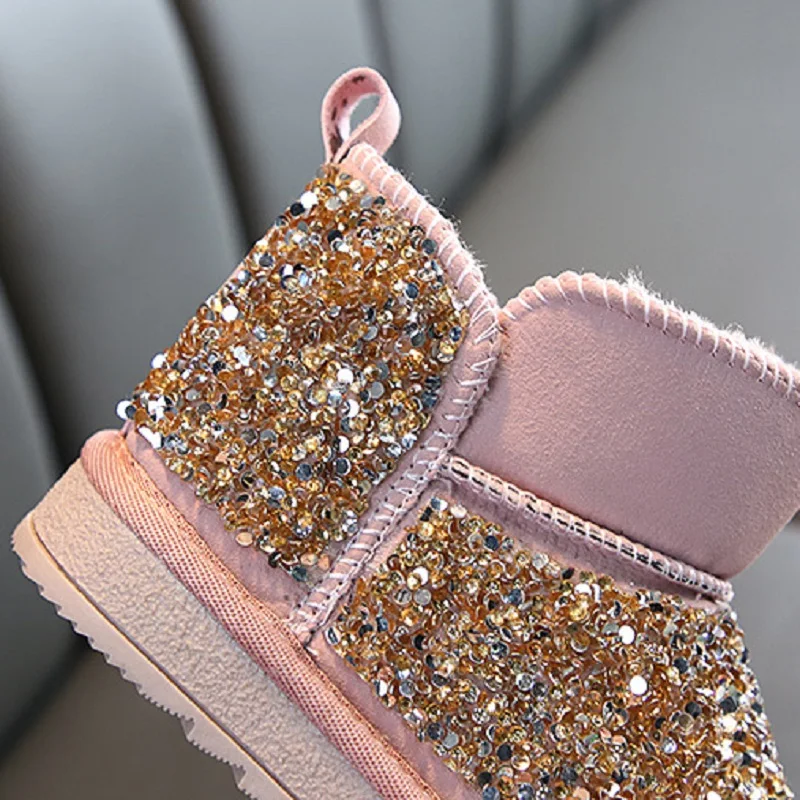 Детские ботинки 2020 корейские зимние фетровые теплые непромокаемые принцессы из