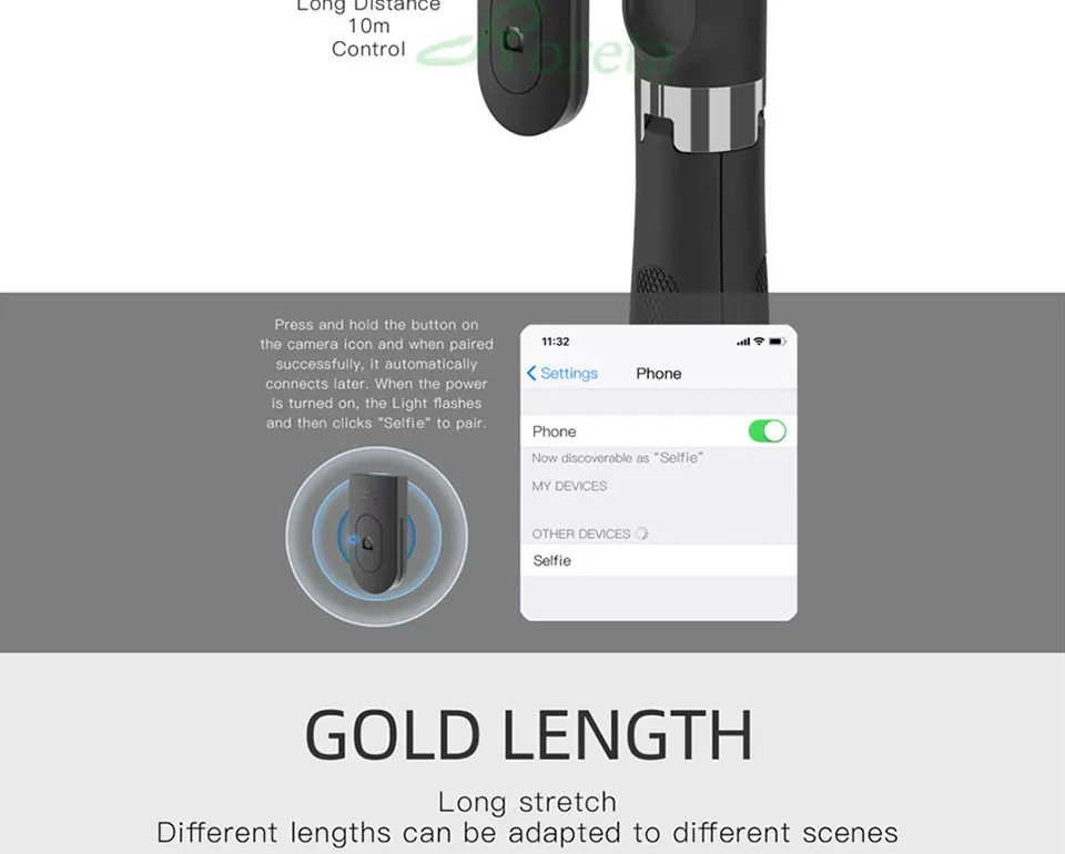 Roreta Беспроводная Bluetooth селфи палка мини штатив расширяемая Портативная подставка для iPhone huawei samsung Xiaomi смартфон