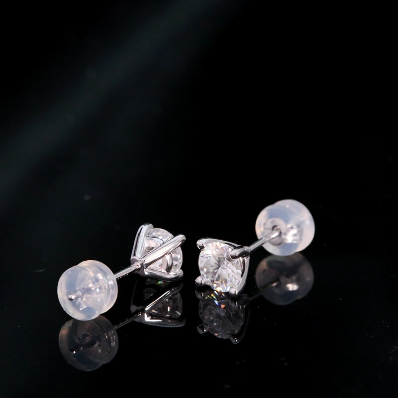 14K белое золото 5 мм каждая серьги гвоздики с муассанитом белый Moissanite 1.0ctw