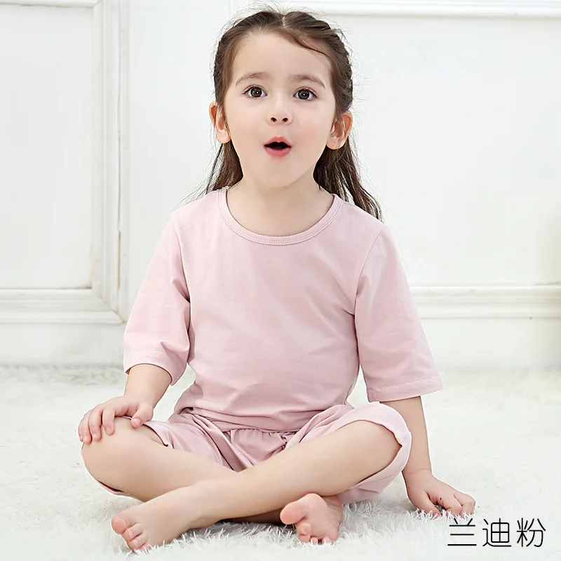 Летняя Детская Пижама с коротким рукавом футболка + штаны пижама изображением