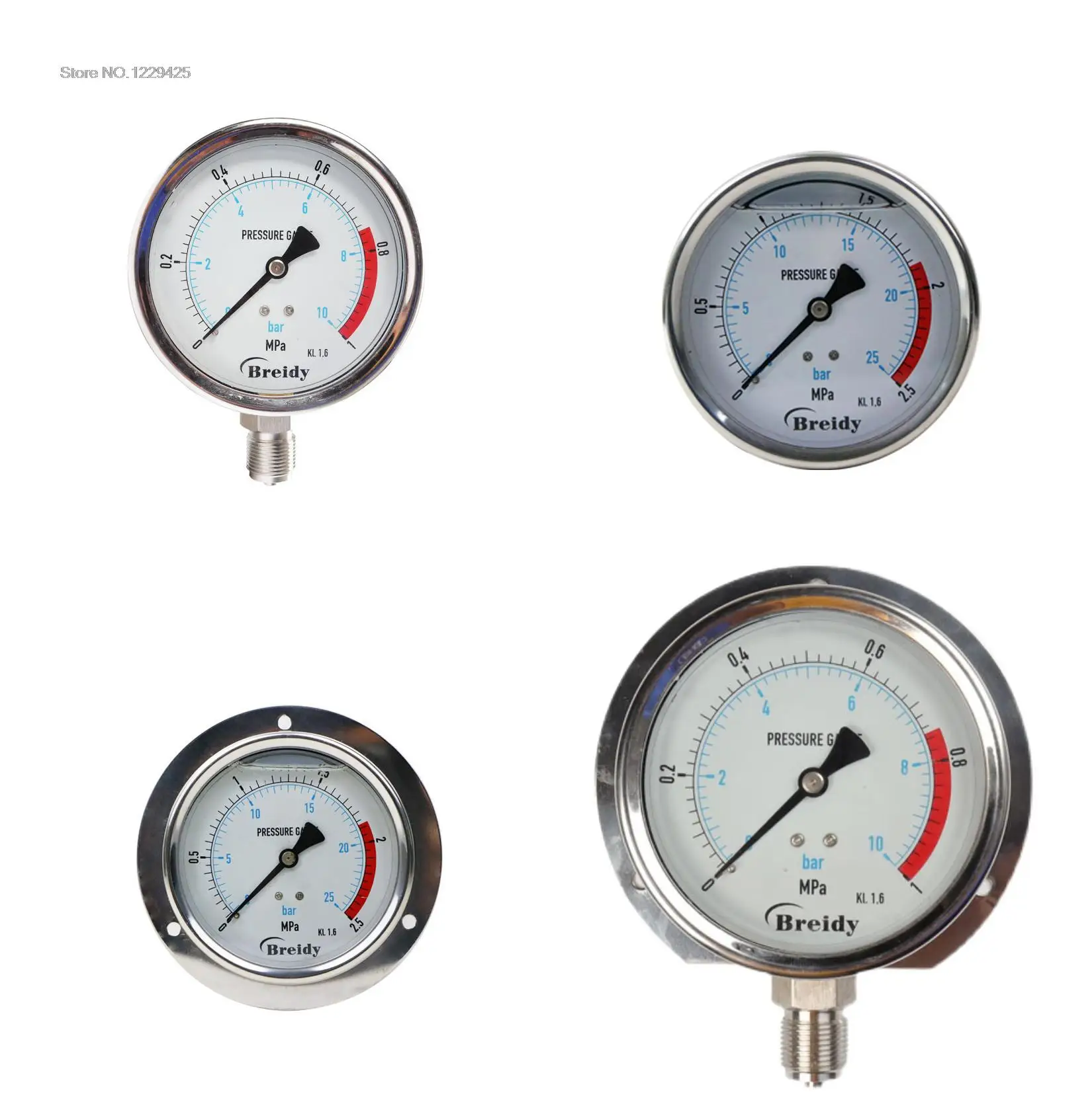 Shock-proof Yn100 Yn-100z Yn-100zt Yn-100t Óleo Água Líquido ar Medidor de Pressão Hidráulica Vacumm Yn100 Yn1000z Yn100zt Yn100t Medidores de pressão