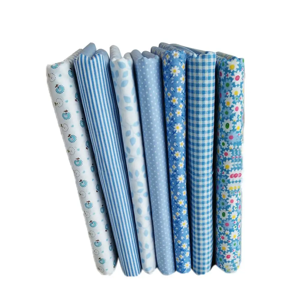 7 шт. синяя серия хлопковая одежда Ткань цветочный узор швейный текстильный