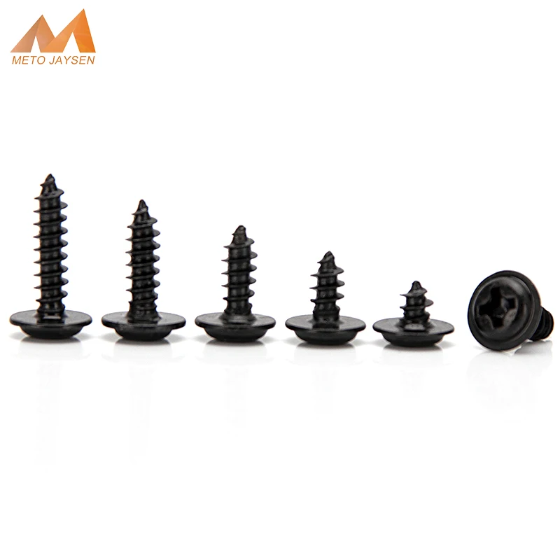 

M2.3 M2.6 M3 M4 Black Zinc Phillips Round Head Self-Tapping Screw Button Head Screws with Collar Cross Recessed Machine Screw