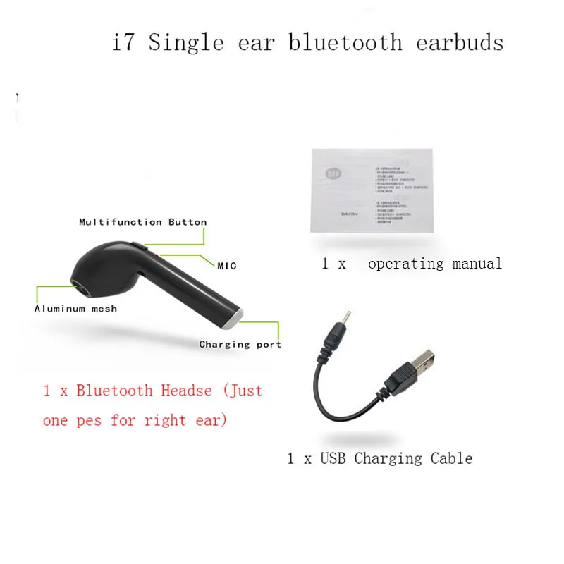Only right ear OWX i7s TWS беспроводной наушник Bluetooth наушник I7 спортивные наушники гарнитура с микрофоном наушники-вкладыши гарнитура с зарядным устройством - Цвет: Only right ear