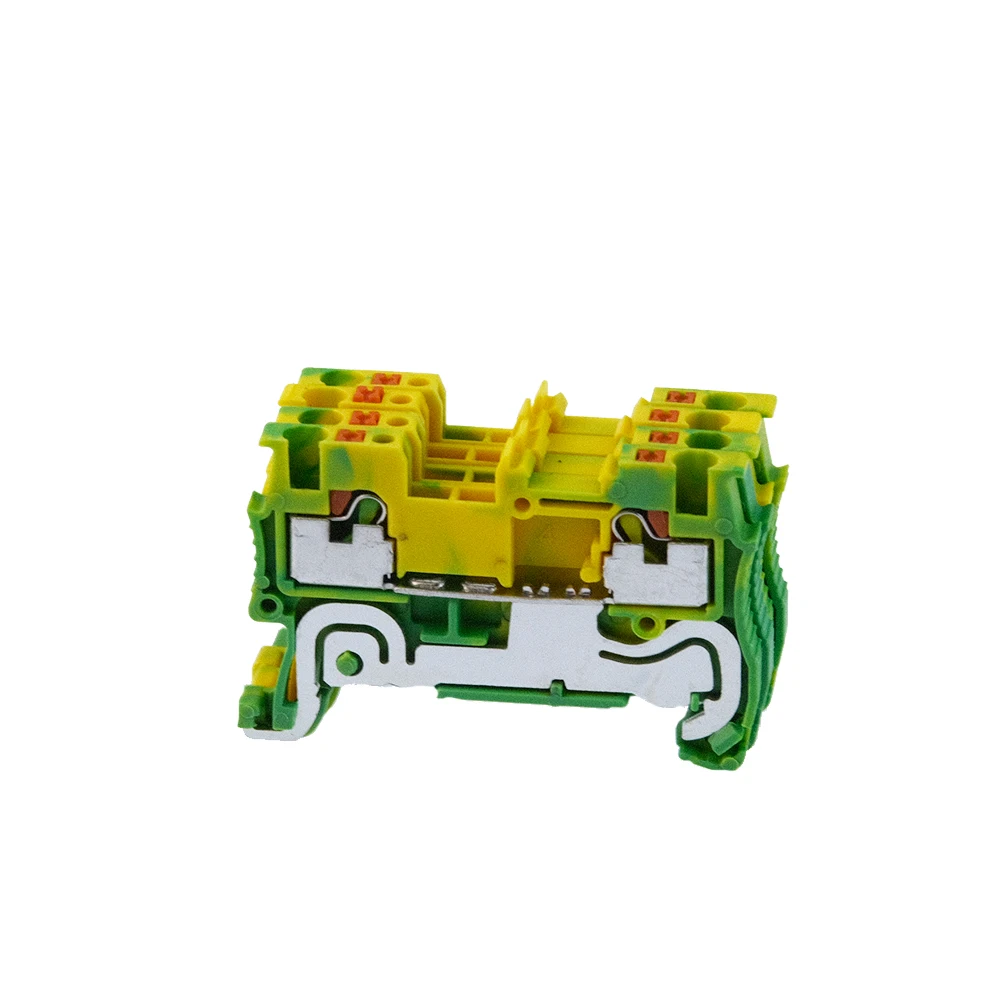 

10Pcs PT1.5-PE Din Rail Terminal Block Spring Push In PE Ground Terminal Blocks Wire Connector Strips Conductor