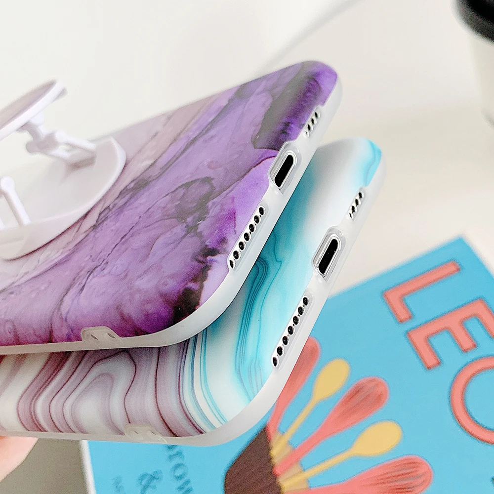 

Camera Protection Marble Phone Case With Holder For iPhone 12 Mini 12 11 Pro Max XR X XS Max 7 8 Plus Case Soft Phone Back Cover