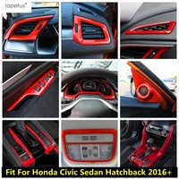 pillar a speaker reading light window lift gear shift panel cover trim red interior kit for honda civic 2016 2020 accessories