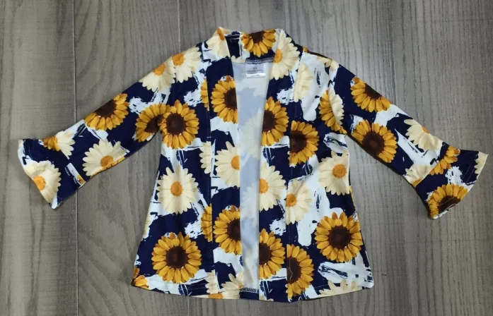 sunflower Новинка осень/зима для маленьких девочек детская одежда хлопок плед, кардиган военно-морского флота с изображением подсолнуха топ модная одежда пальто из молочного шелка, длинные рукава - Цвет: sunflower