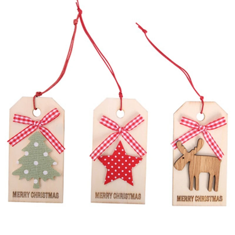 Одна штука Рождественского деревянного знака-подвески для украшения ёлки, детские подарки, веселые детские подвески.