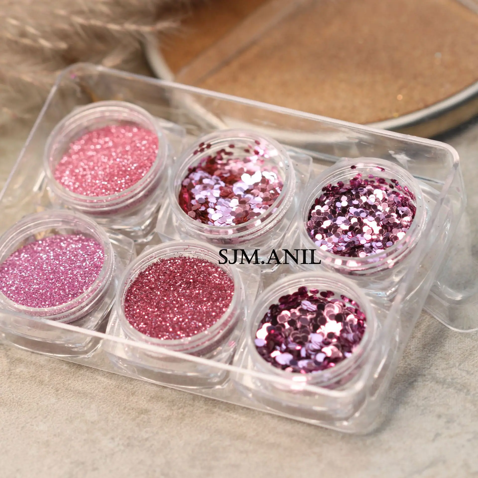 

6jar/set Mixed Size Holographic Flakes Sequin Shiny Sparkles 3D Nail Glitter Laser Powder High Gloss Gradient Nail Decorations 1