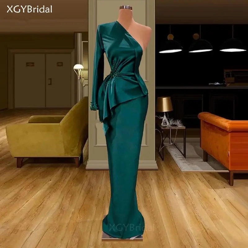 

New Arrival One Shoulder Long Sleeves Evening Dress 2021 Party Long Prom Dresses Custom Made Formal Gowns Dress Robe De Soiree