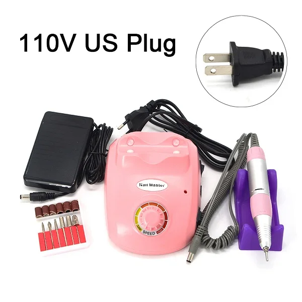 Pink US plug 35000 об/мин Электрический сверлильный станок для ногтей профессиональная фреза машина для педикюра маникюрная машина пилочка для ногтей инструмент для ногтей - Цвет: Pink US plug